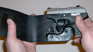 Wallet style top covered back pocket holster for licensed concealed weapon carry of Beretta Pico
