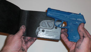 Wallet style top covered back pocket holster for licensed concealed weapon carry of SCCY
