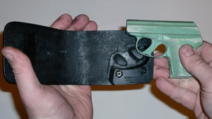 Wallet style top covered back pocket holster for licensed concealed weapon carry of Seecamp 32 380