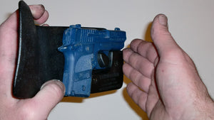 Wallet style top covered back pocket holster for licensed concealed weapon carry of Sig Sauer P938